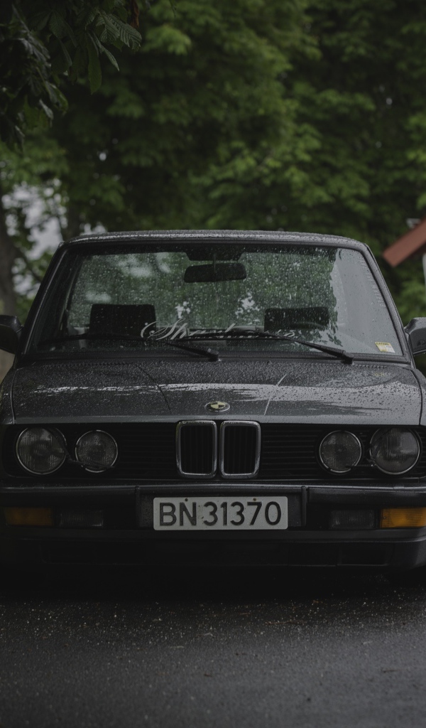 Мокрый BMW E28 на улице