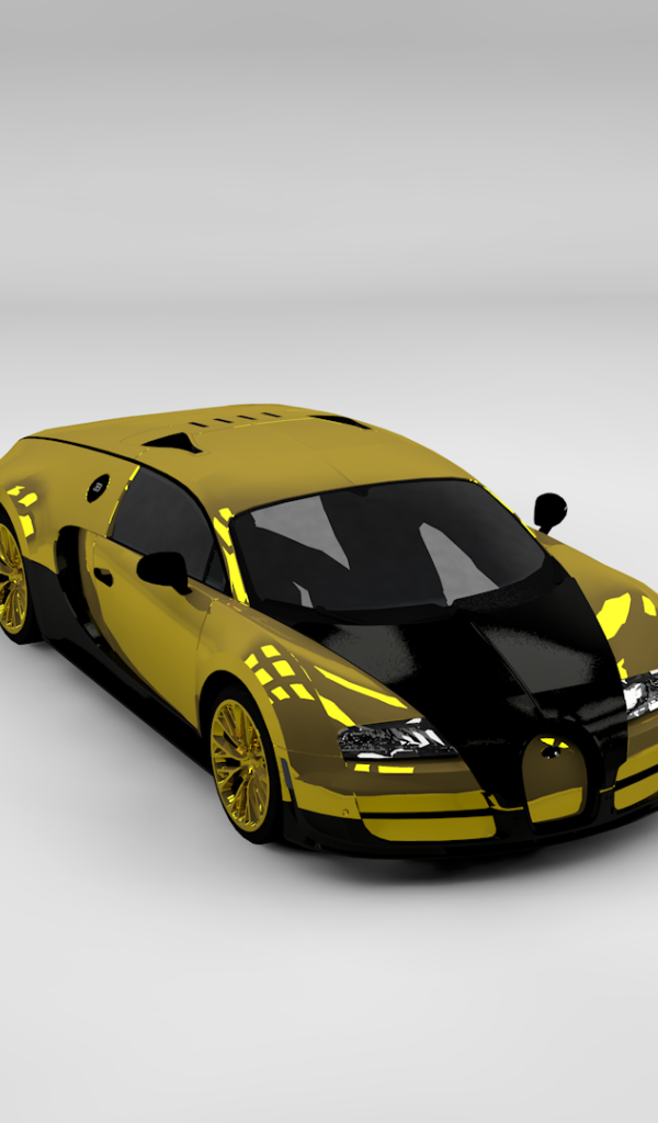 Gold Bugatti Veyron on a gray background