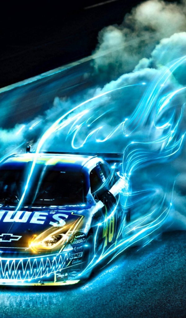 Chevrolet racing in the blue flame