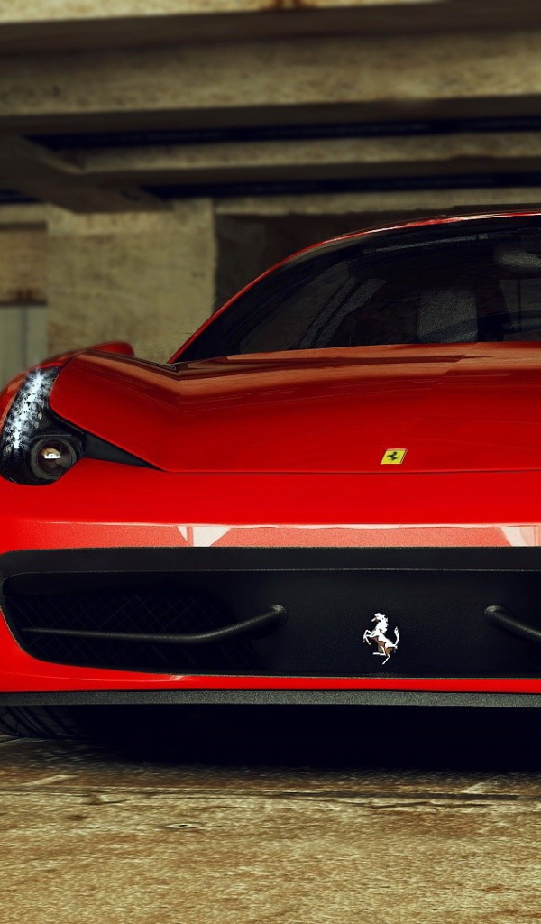 Автомобиль Ferrari 458 на подземной парковке