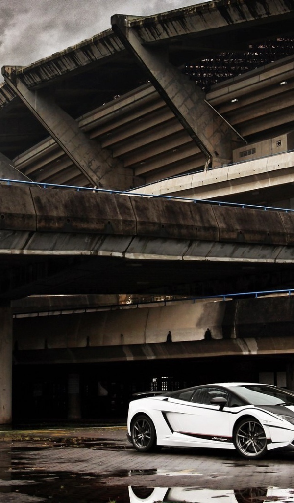 Белый Ламборгини у стадиона