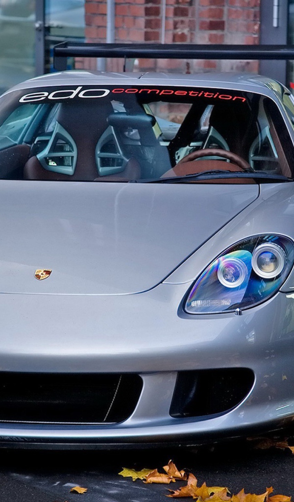 Осенние листья у автомобиля Porsche Carrera GT