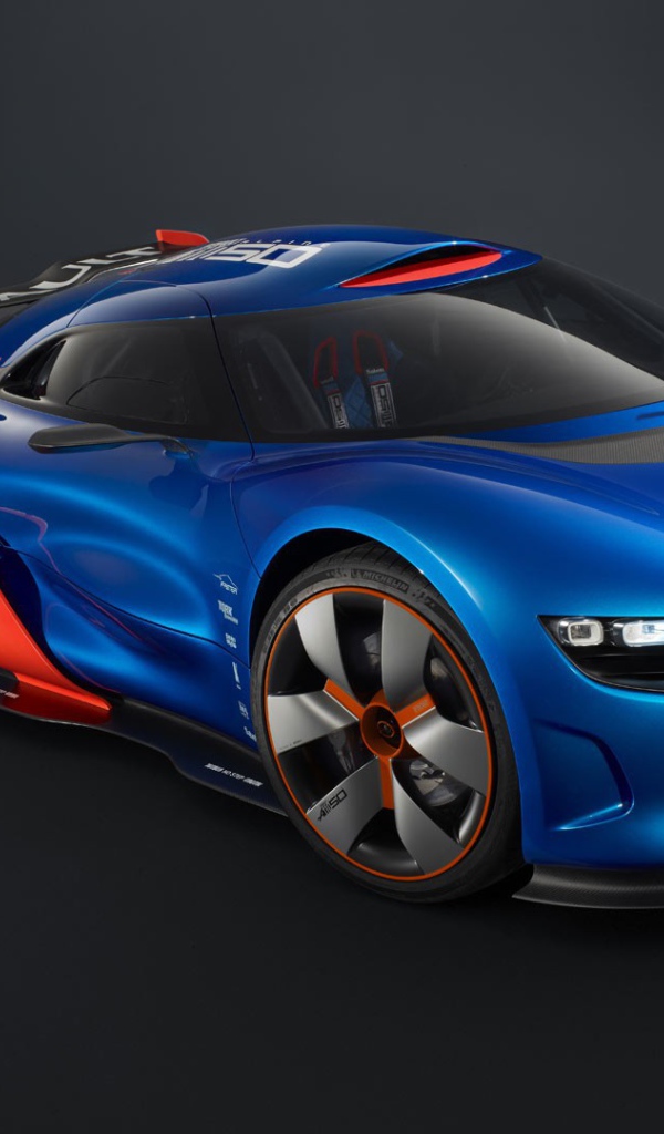 Спортивный Renault Alpine на черном фоне