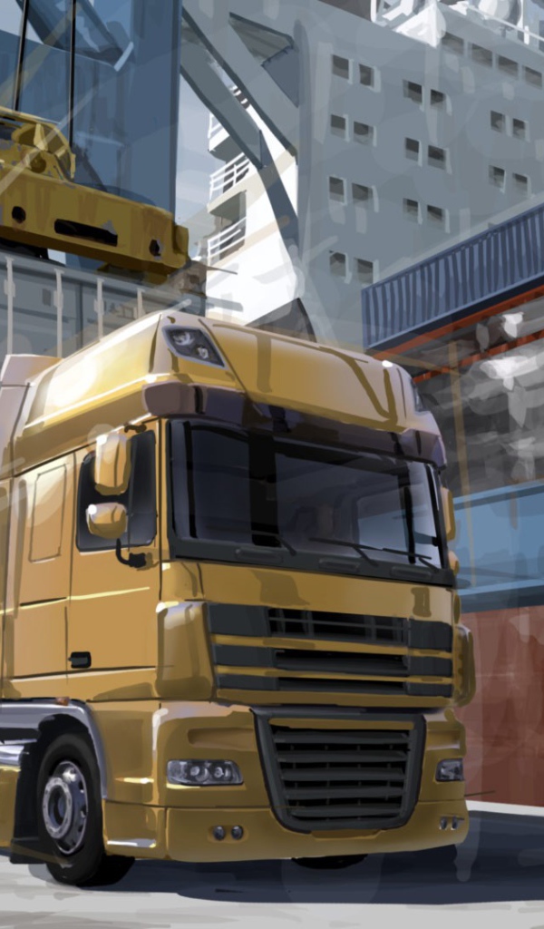 Погрузка контейнера на тягач