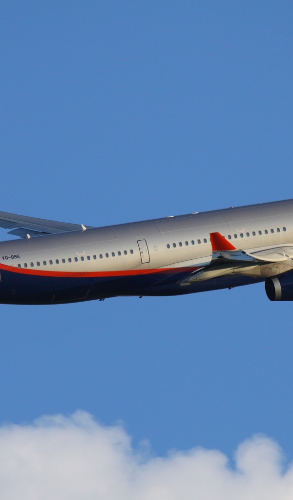 Самолет Аэробус компании Аэрофлот в небе