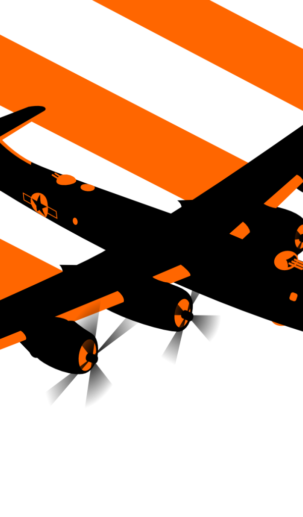 Самолет оставляет за собой оранжевый след