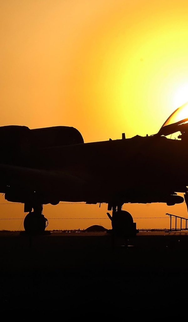 Военный самолет A-10 Thunderbolt II на фоне заката