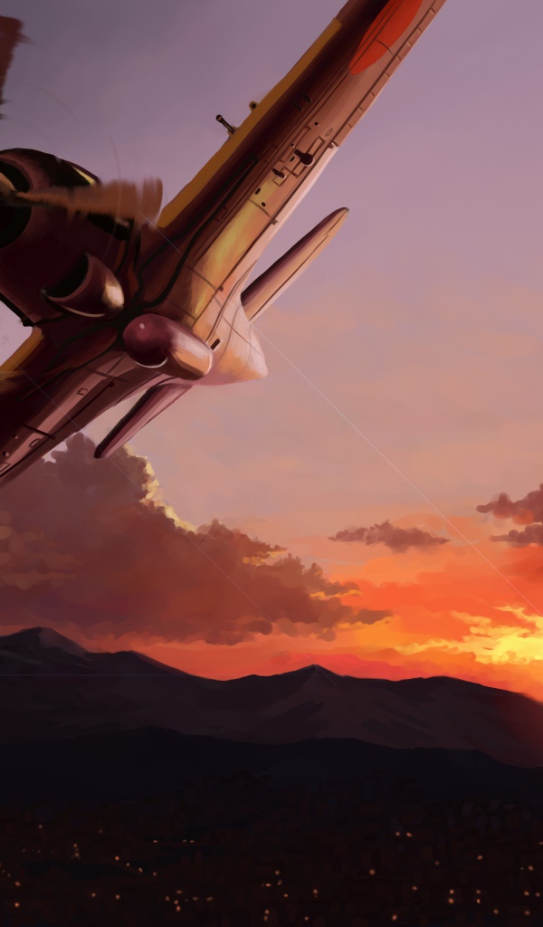 Рисунок самолета на закате