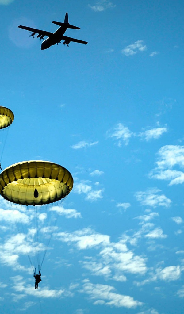Десантники США прыгают с самолета