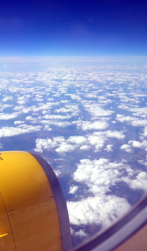 Вид из окна желтого самолета