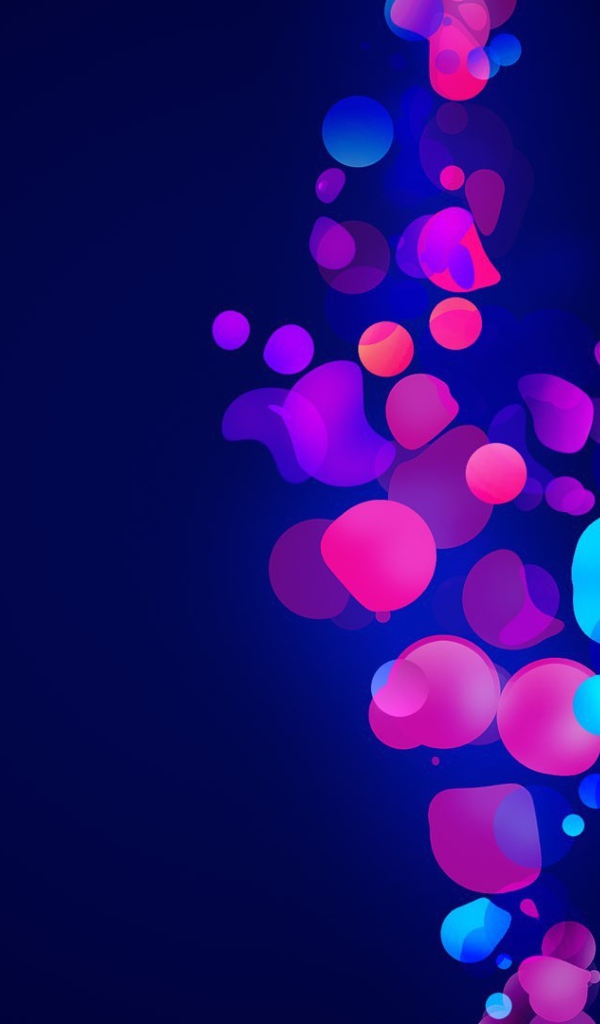 Абстрактные розовые и голубые фигуры на синем фоне