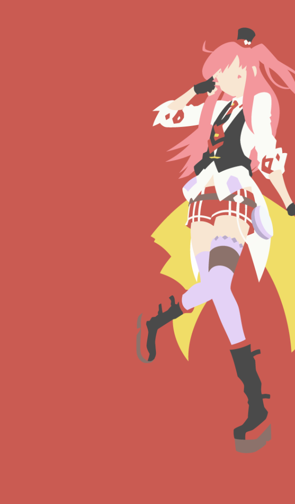 Девушка аниме Лог Горизонт на красном фоне