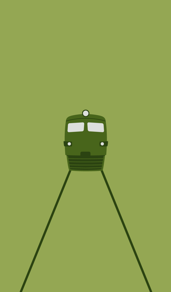 Приближается локомотив, зеленый фон