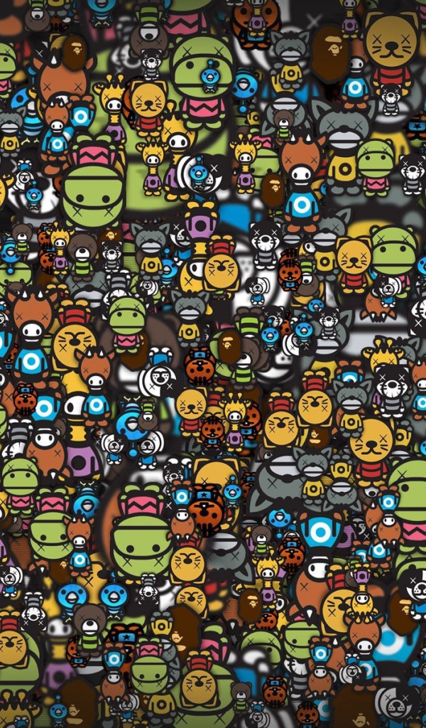 Фон из лиц героев аниме