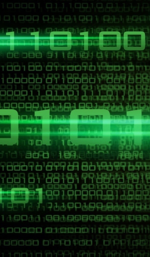 Двоичные коды, зеленые цифры на черном фоне