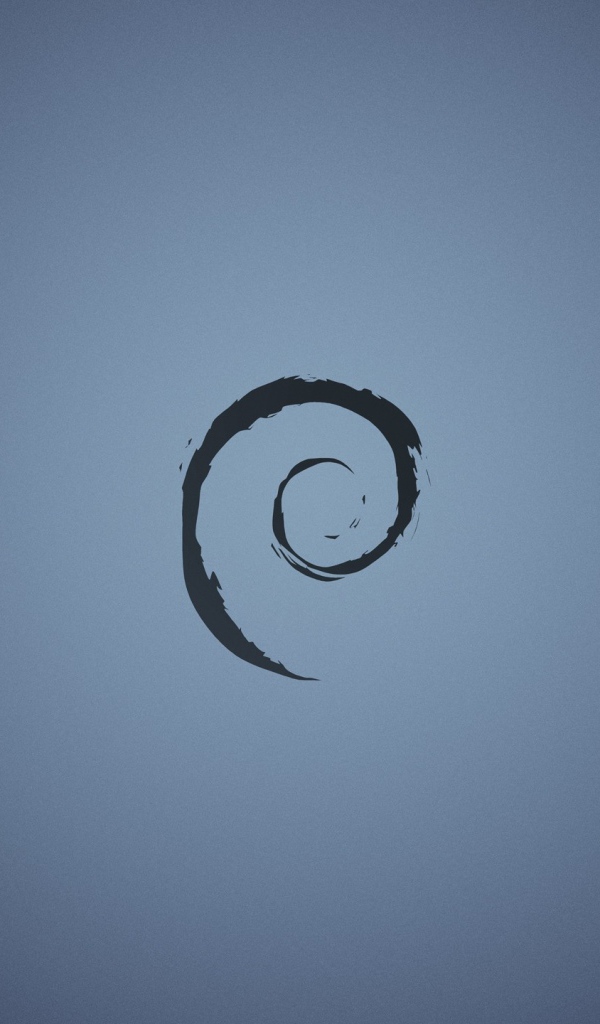 Черный символ Debian на голубом фоне