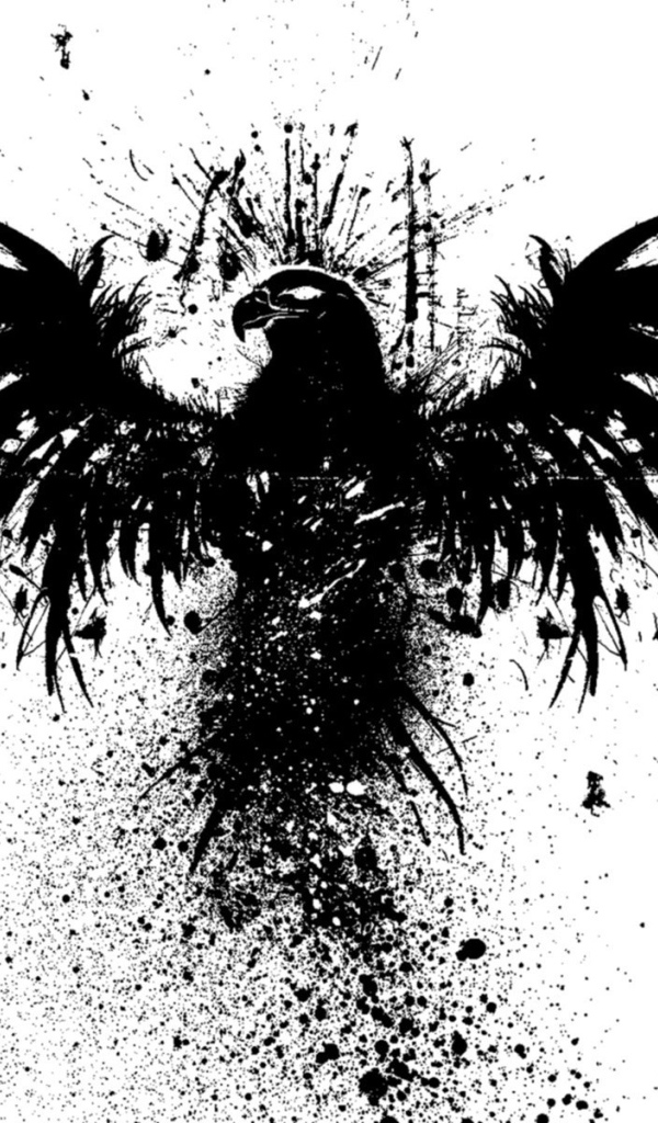 Черная птица на белом фоне