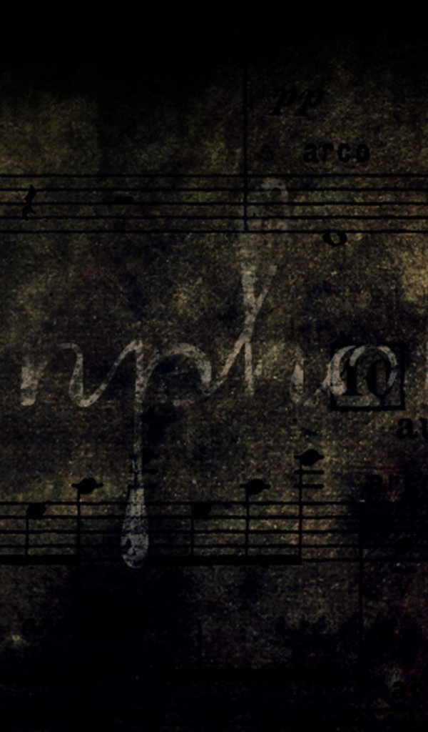 Черный лист с нотами, симфония