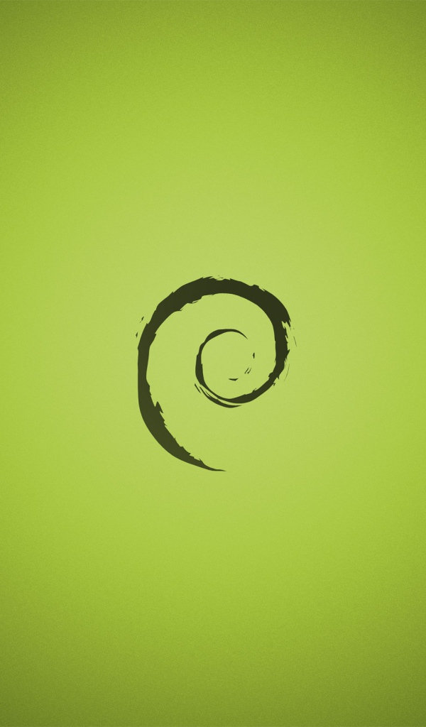 Черный символ Debian на зеленом фоне