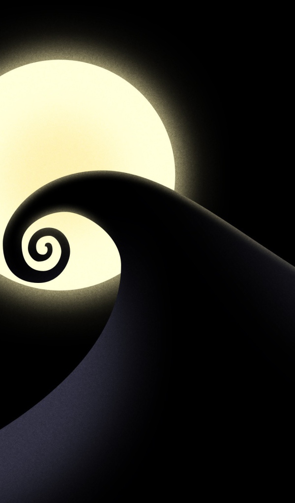 Черная волна на фоне луны