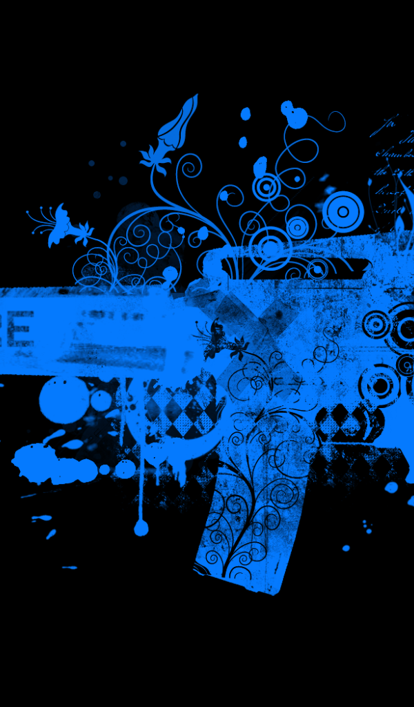 Голубой автомат, черный фон