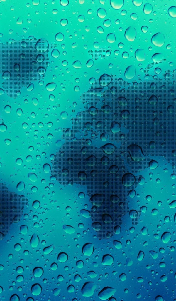 Голубая карта мира в каплях воды