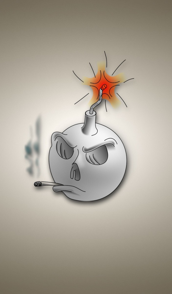 Бомба готова взорваться, серый фон