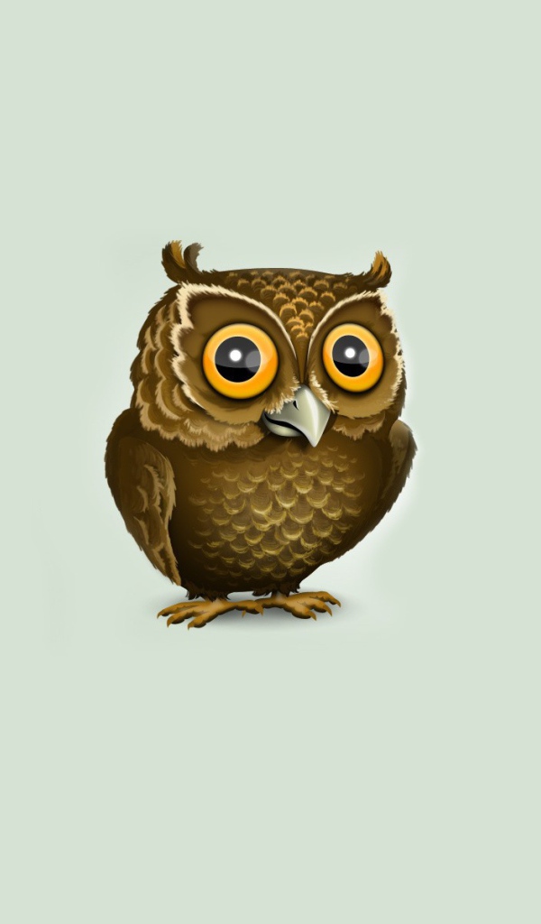 Коричневая сова на голубом фоне