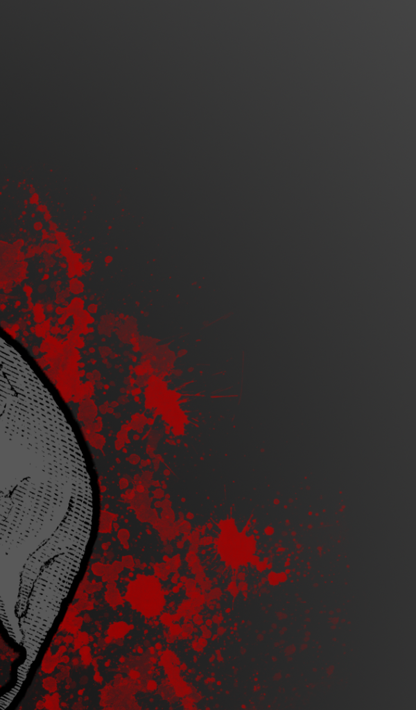 Горящий череп, серый фон