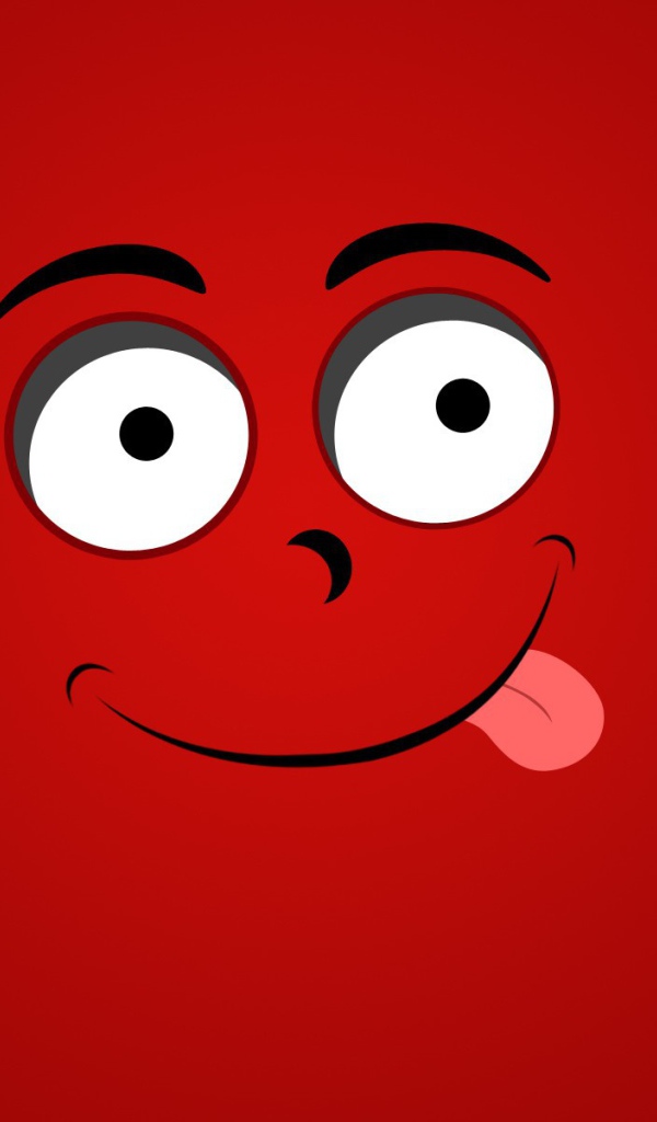 Веселая мордашка на красном фоне