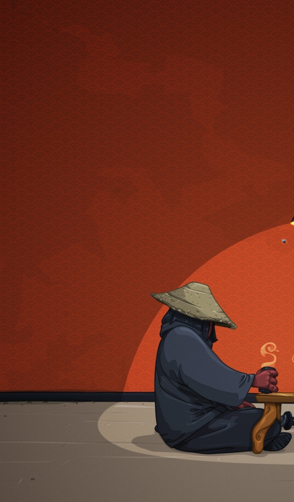 Китайское чаепитие, оранжевый фон