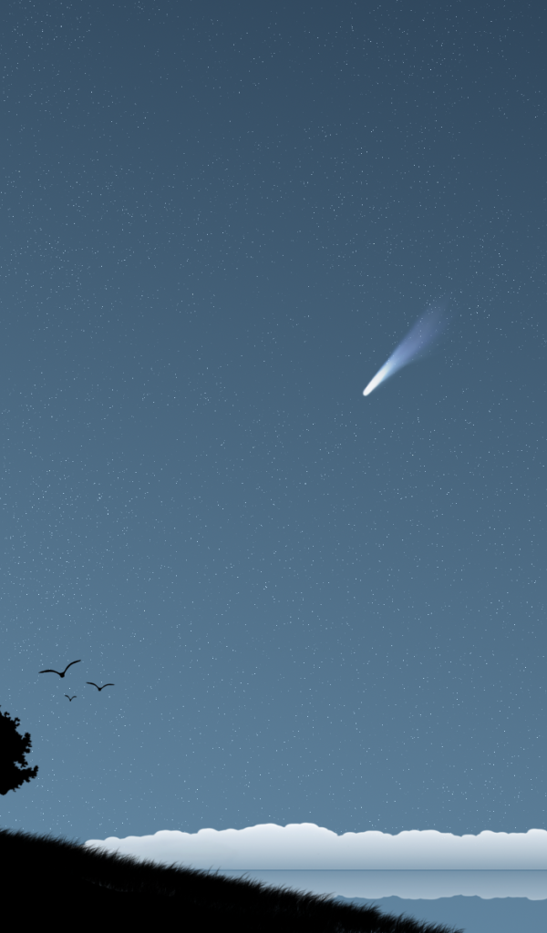 Комета в небе, фон