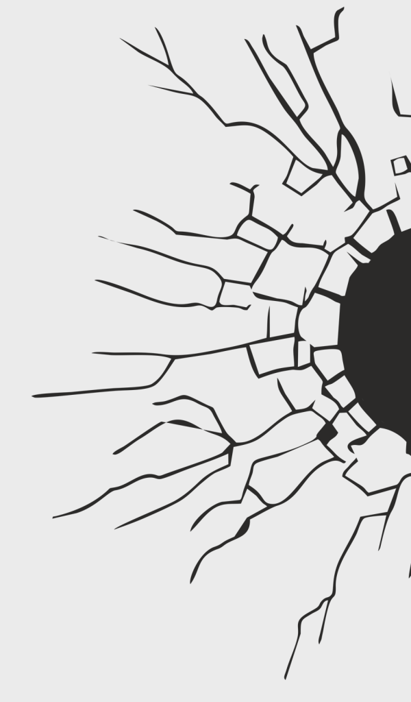 Трещины вокруг черной дыры, белый фон