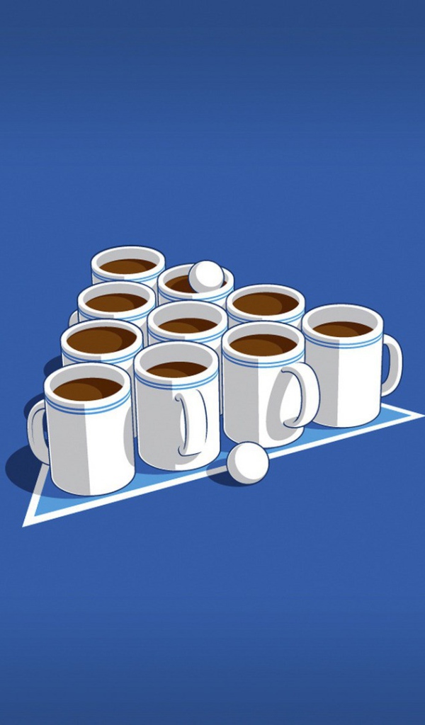 Чашки с кофе, голубой фон