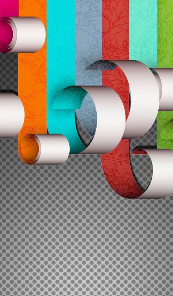 Свернувшиеся ленты на сером фоне