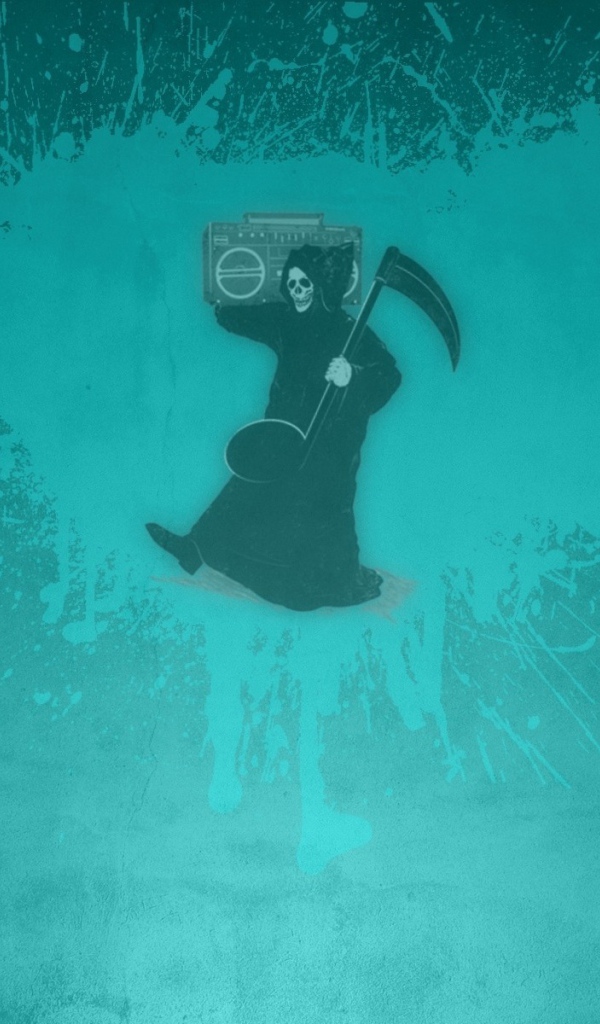 Смерть с магнитофоном, голубой фон