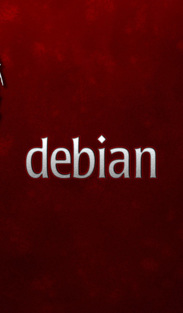 Белая символика Debian на красном фоне