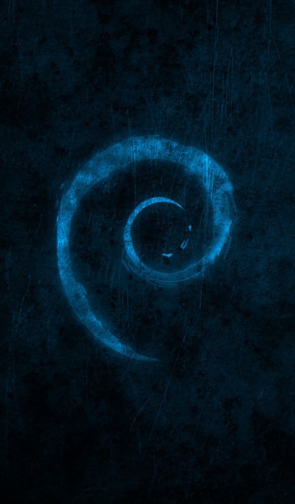 Логотип Debian на сине черном фоне