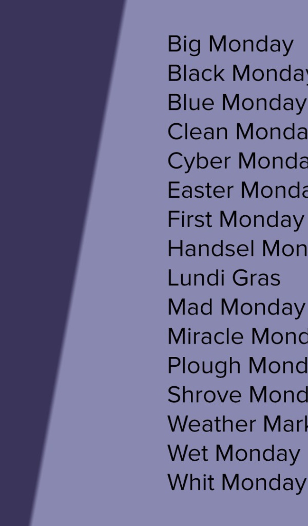 Описание понедельника на английском языке