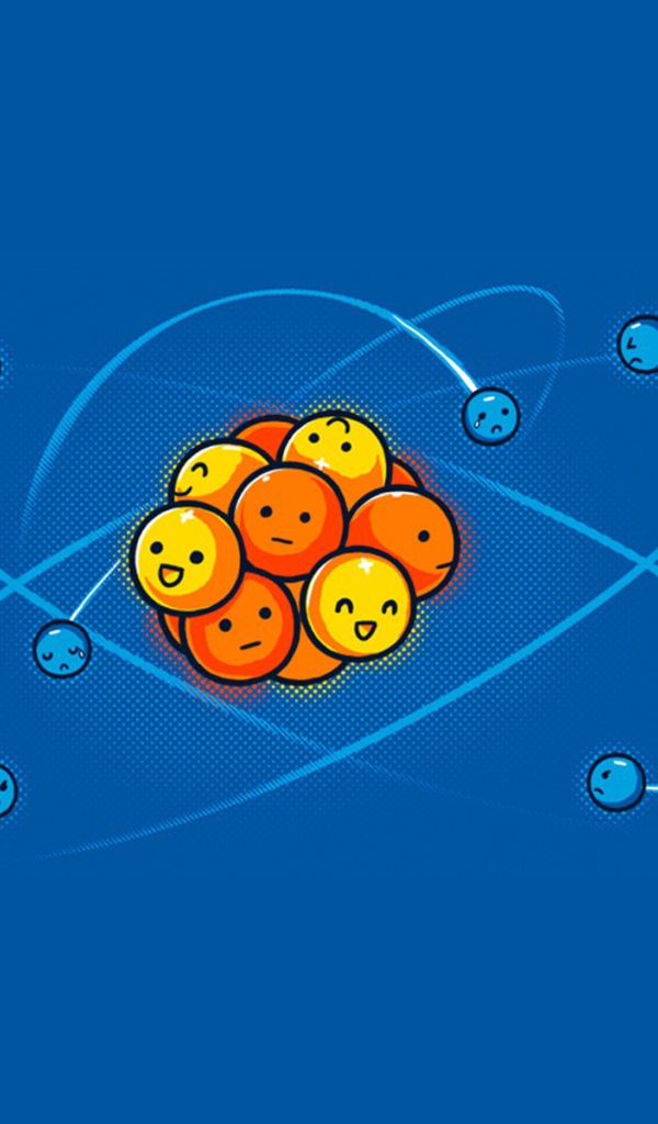 Устройство атома, голубой фон