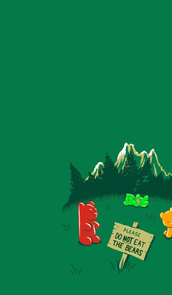 Не ешьте медведей, зеленый фон