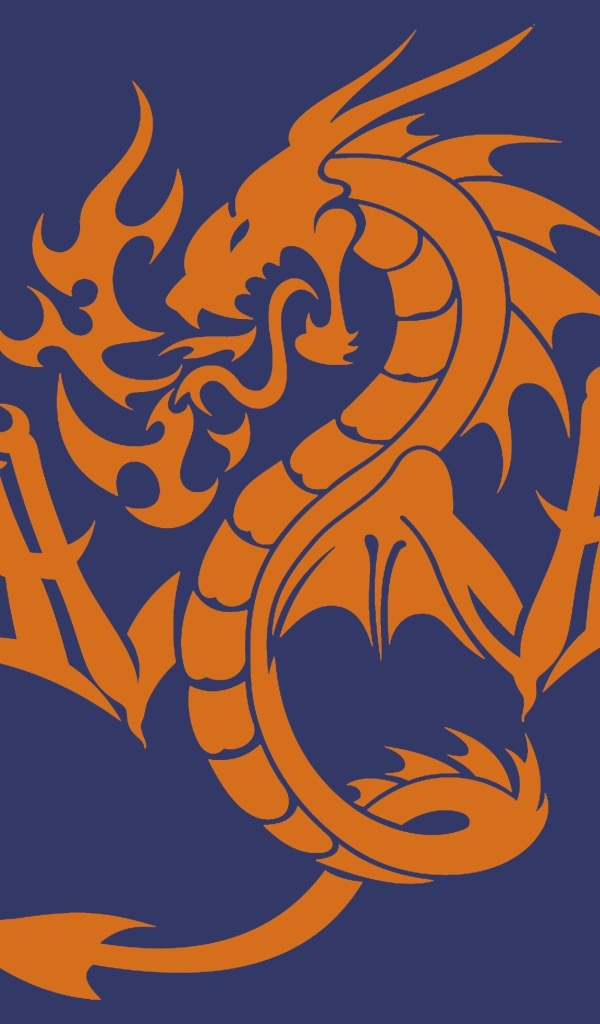 Дракон на синем фоне, стиль трибал