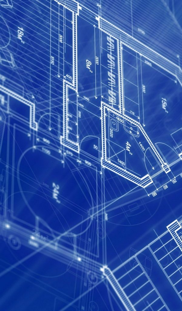 Чертеж механизма, голубой фон