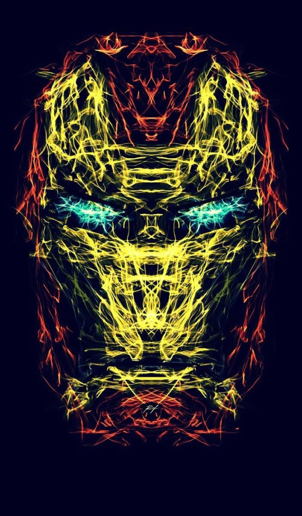 Схема маски Железного человека, синий фон