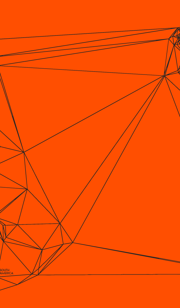 Геометрическая карта мира Nicholas Felton, оранжевый фон