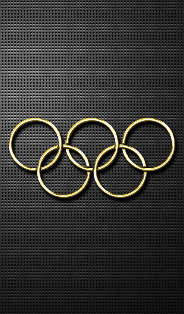Золотые олимпийские кольца на черном фоне