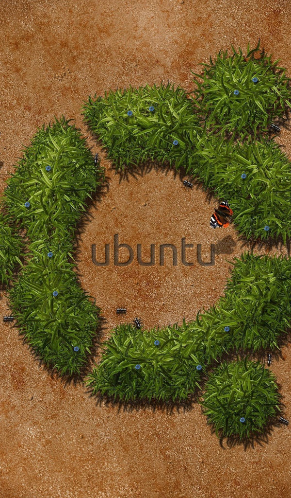 Трава в пустыне, фон Ubuntu