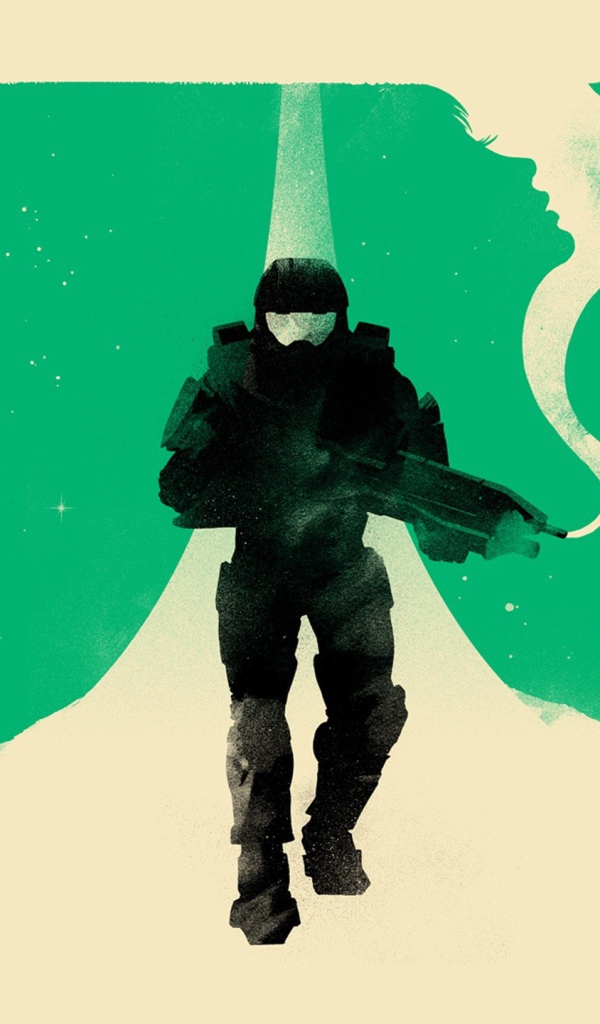 Зеленый фон Мастер Чиф, игра Halo