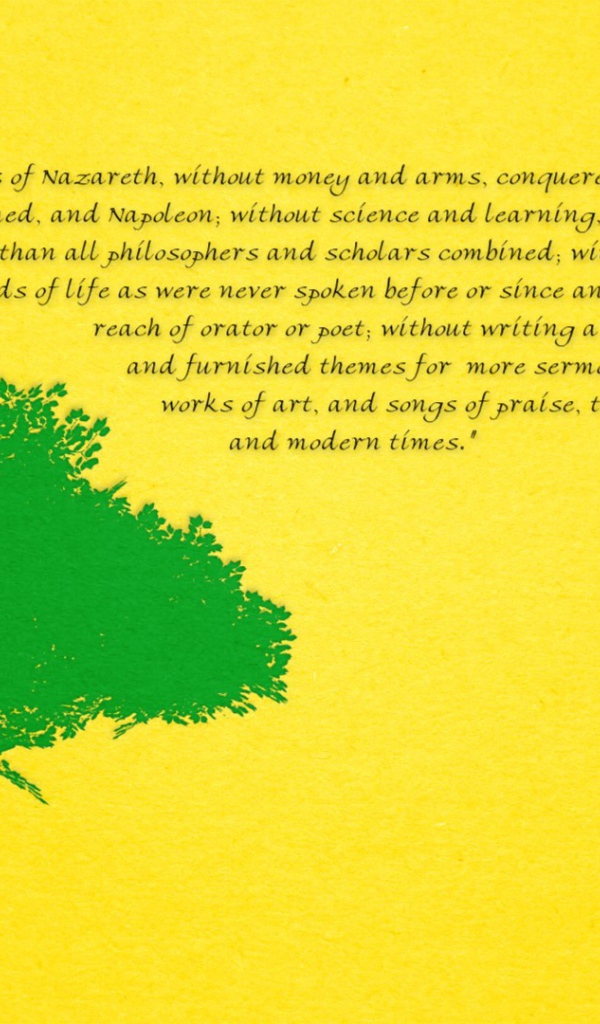 Зеленое дерево на желтом фоне