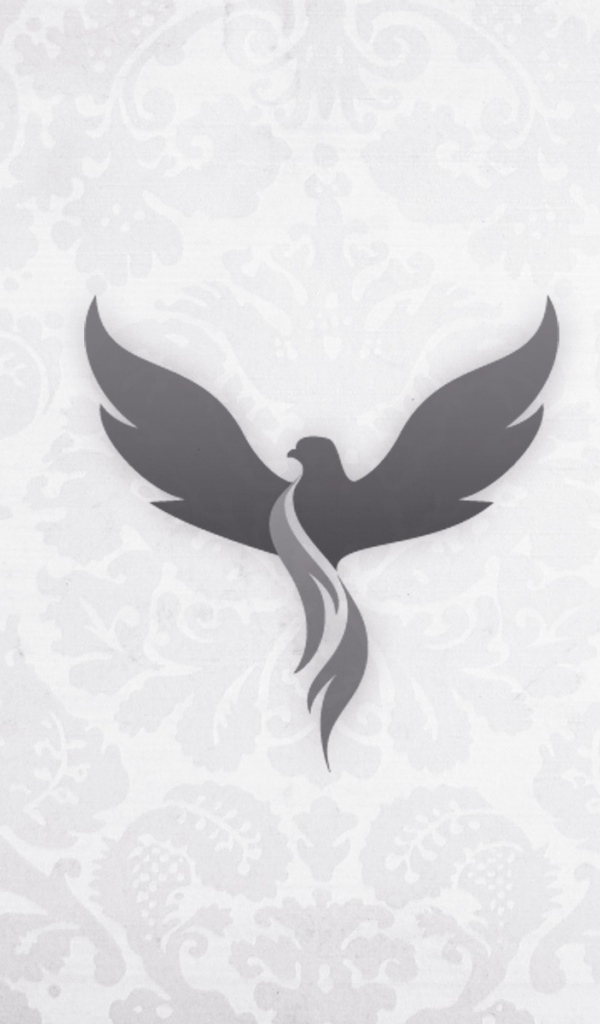 Серый феникс на светлом фоне